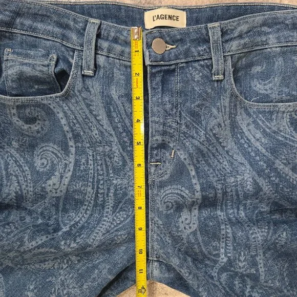 L’Agence Stassi High Rise Jeans 29 Sleek Baby Boot Blue Paisley - Picture 13 of 14